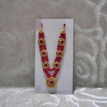Heavy Pendant Gadi Malaji - Dark Pink