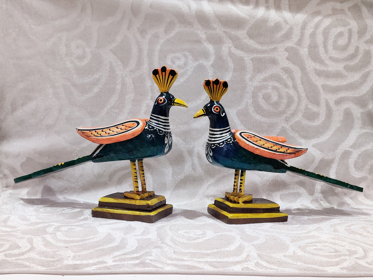 Wooden Peacock Pair Big