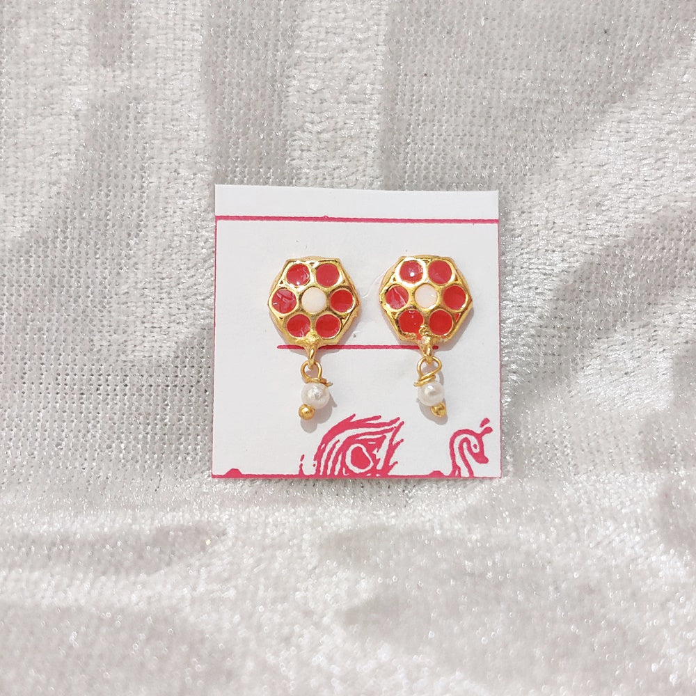 Meenakari Flower Kundal