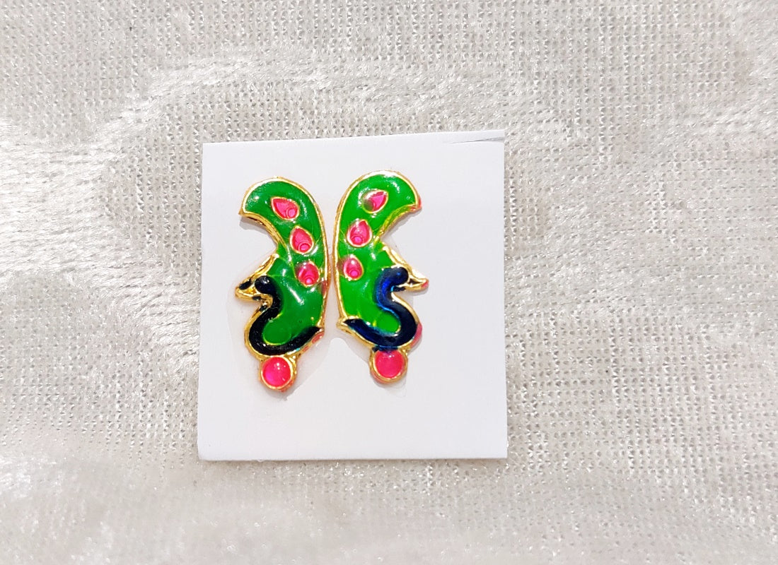 Meenakari Mayurakar Diamond Kundal