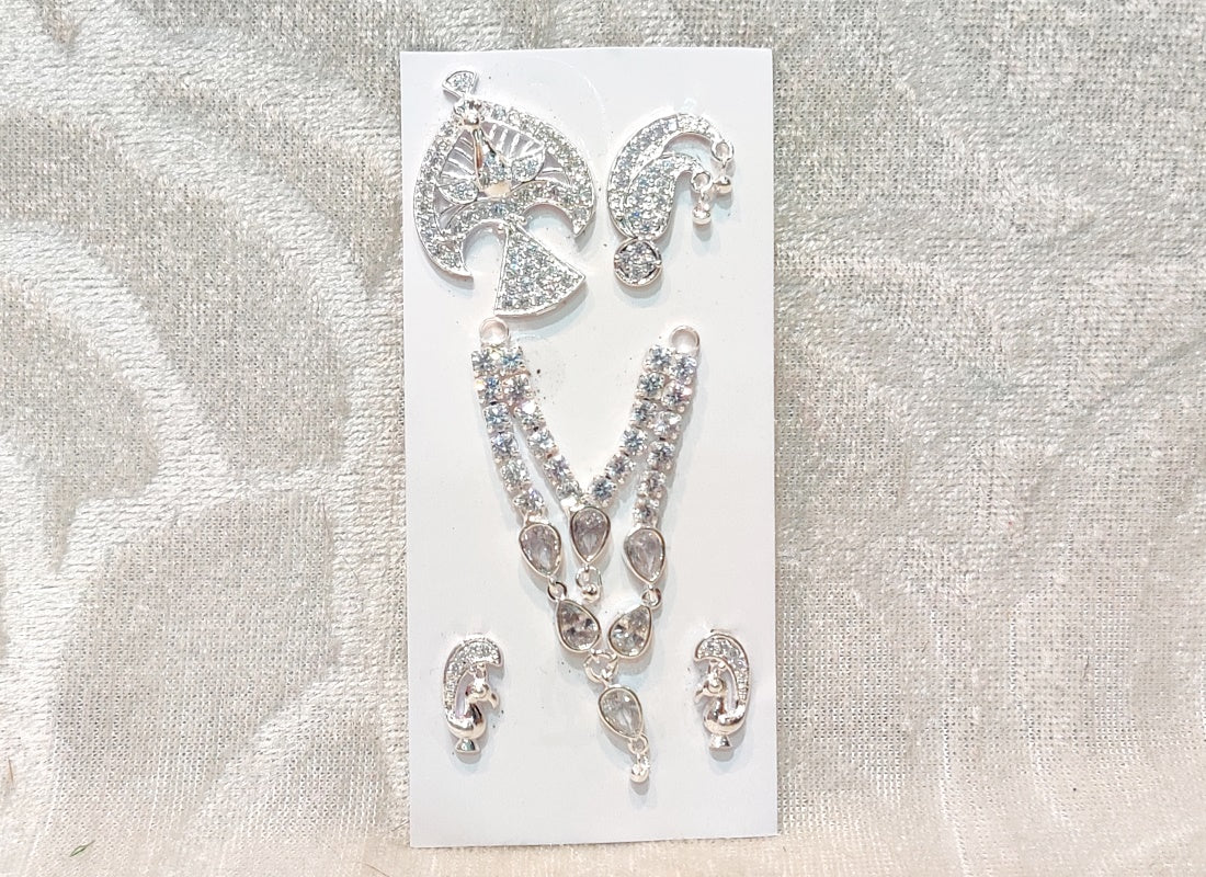 American Diamond Complete Silver Malaji Set