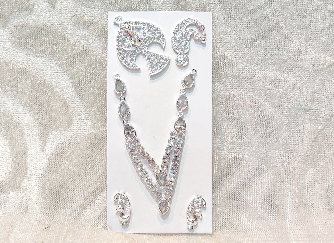 American Diamond Complete Silver Malaji Set