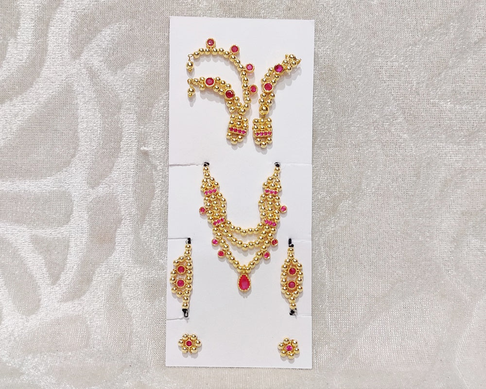 Semi-Precious Complete Golden AD Malaji Set