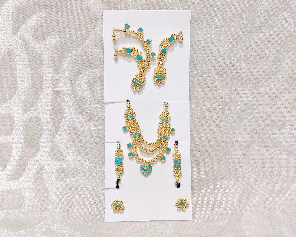Semi-Precious Complete Golden AD Malaji Set