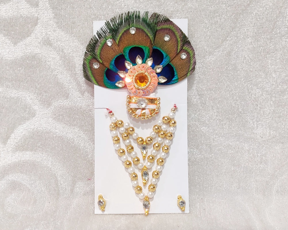 White & Golden Moti Mala Set