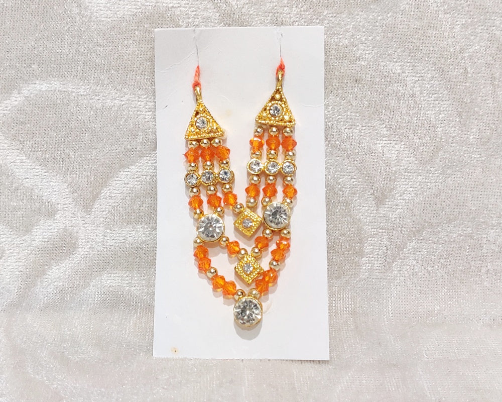 Moti Diamond Mala - Orange