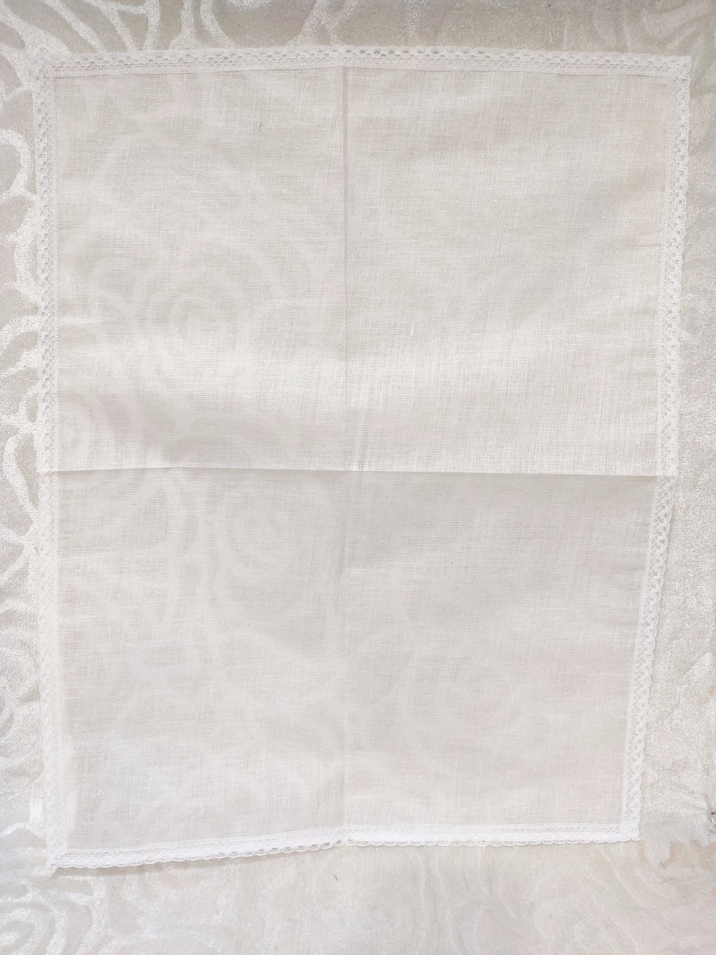 Plain Cotton Pichhawai 03 (White Lace)