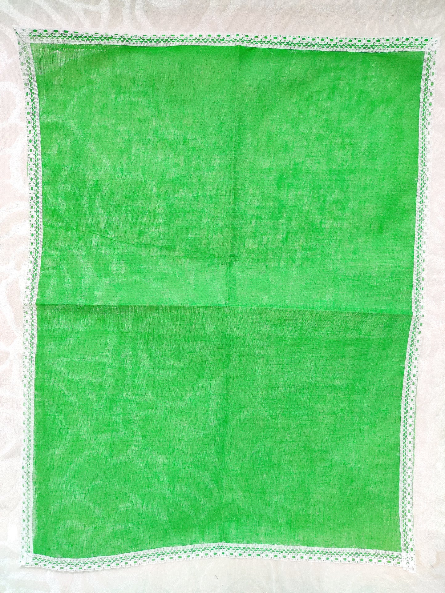 Plain Cotton Pichhawai 03 (White Lace)