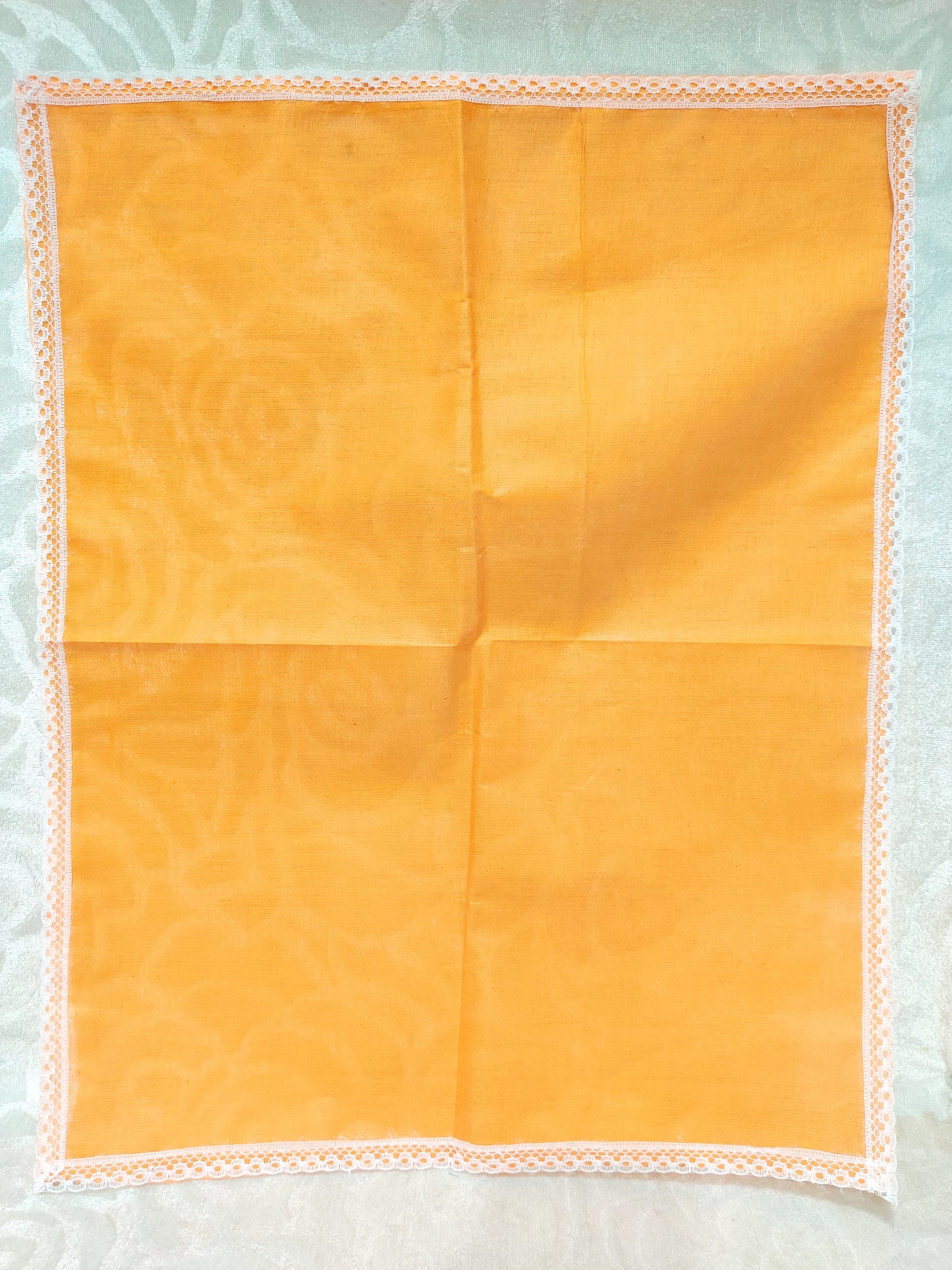 Plain Cotton Pichhawai 03 (White Lace)