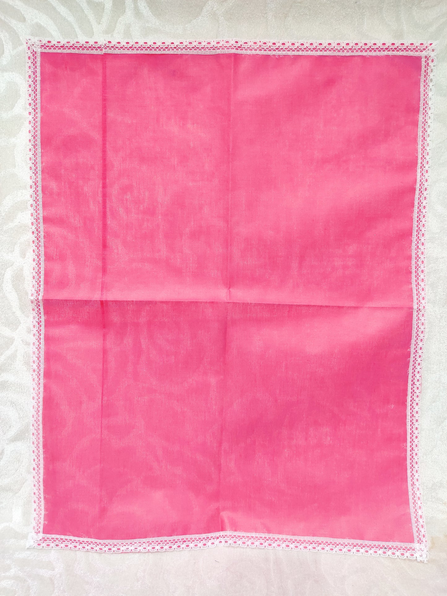 Plain Cotton Pichhawai 03 (White Lace)