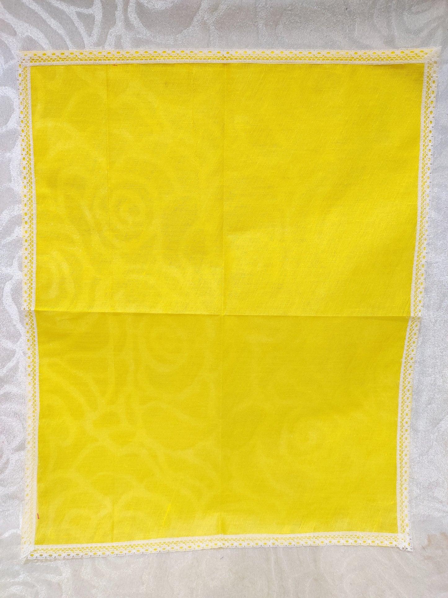 Plain Cotton Pichhawai 03 (White Lace)