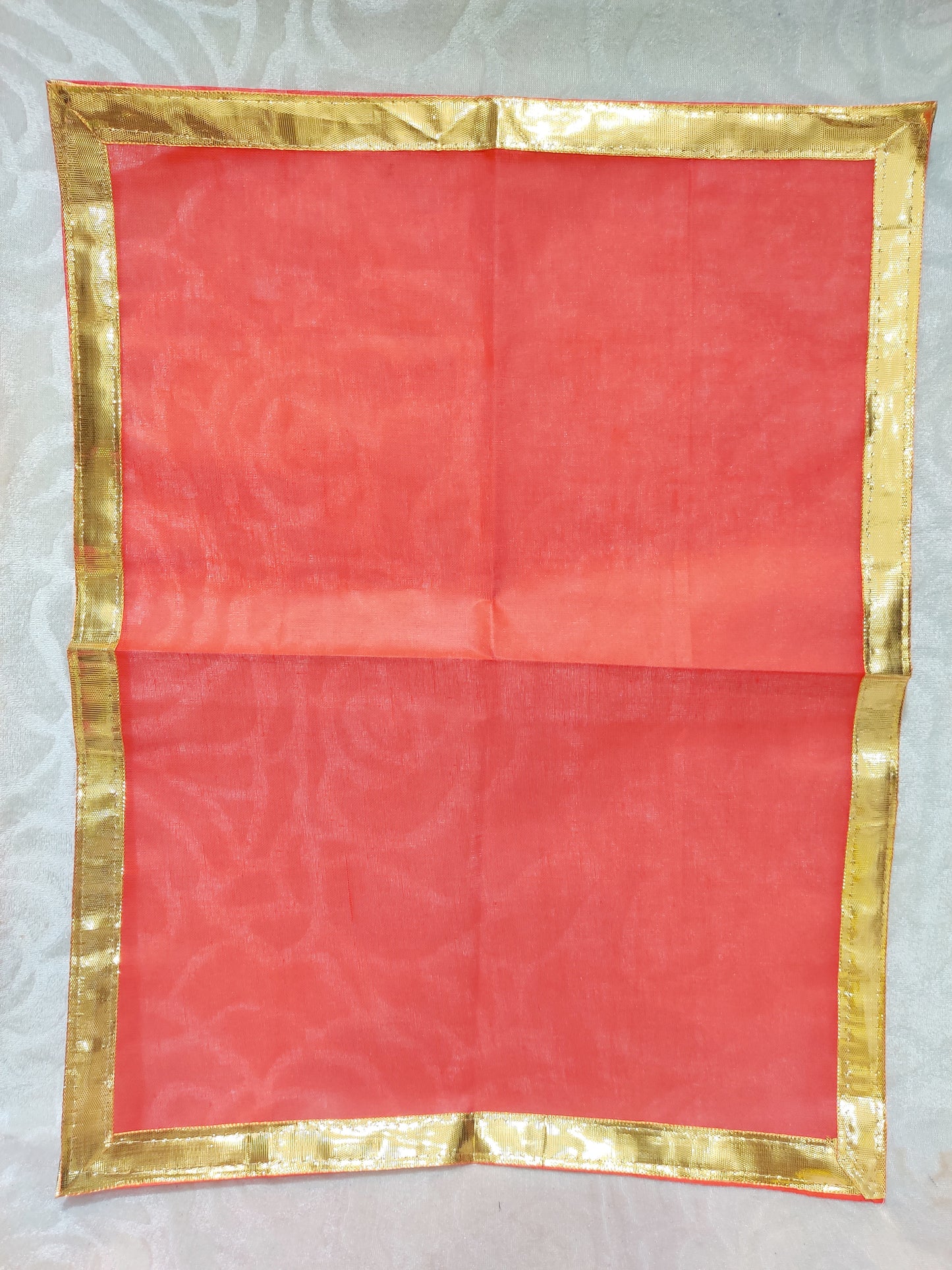 Plain Cotton Pichhawai 02 (Golden Lace) - White