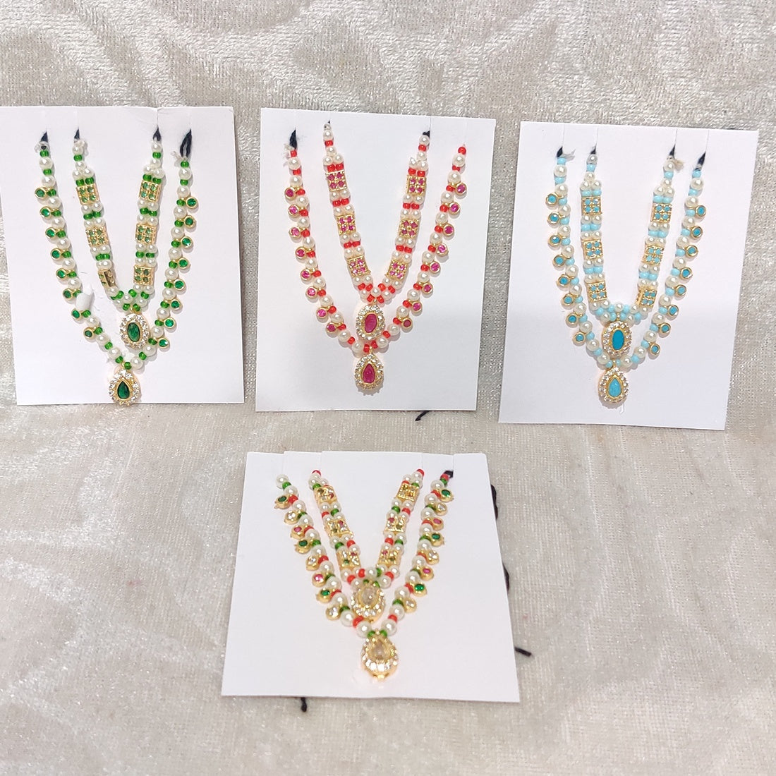 Coloured American Diamond Moti Malaji , Set of 2