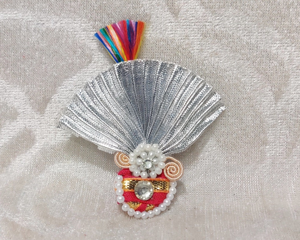 Heavy Silver Satin Moti Chandrika
