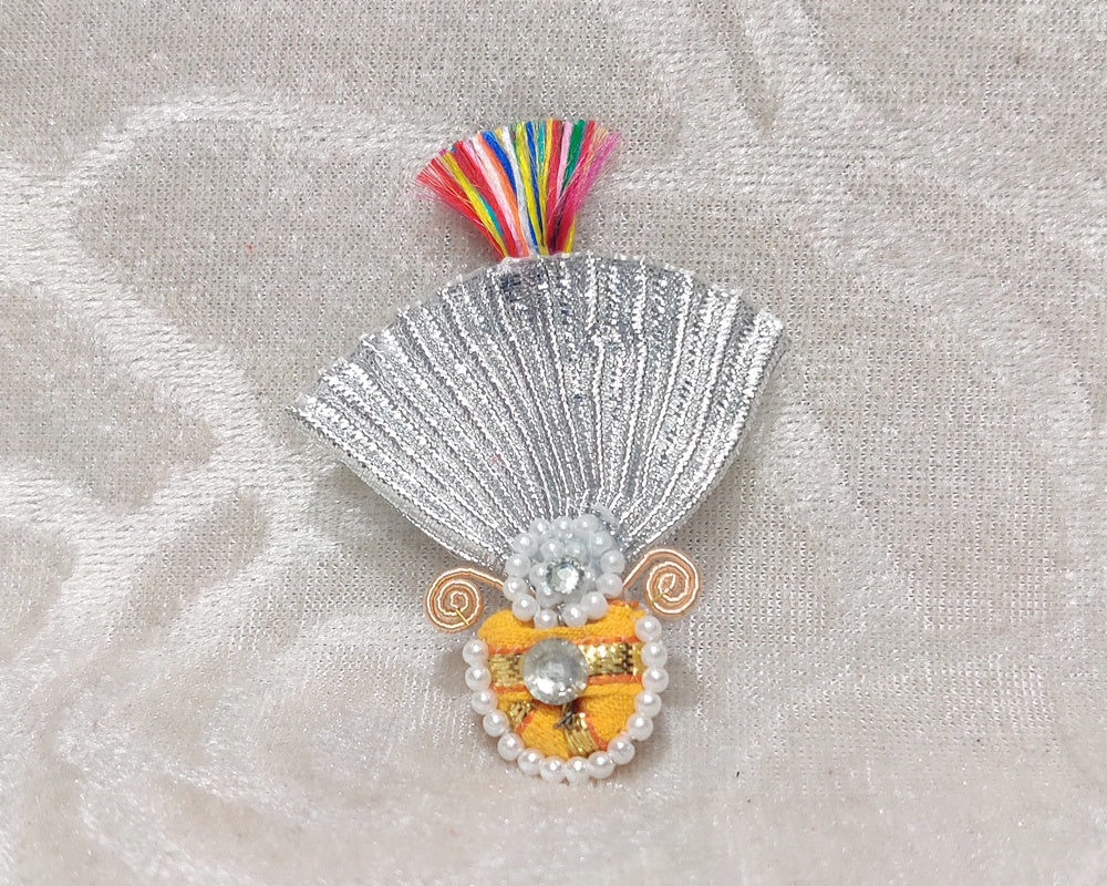 Heavy Silver Satin Moti Chandrika