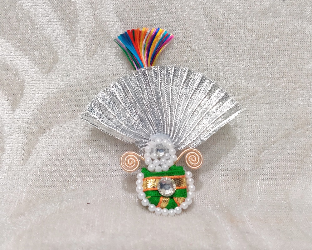 Heavy Silver Satin Moti Chandrika