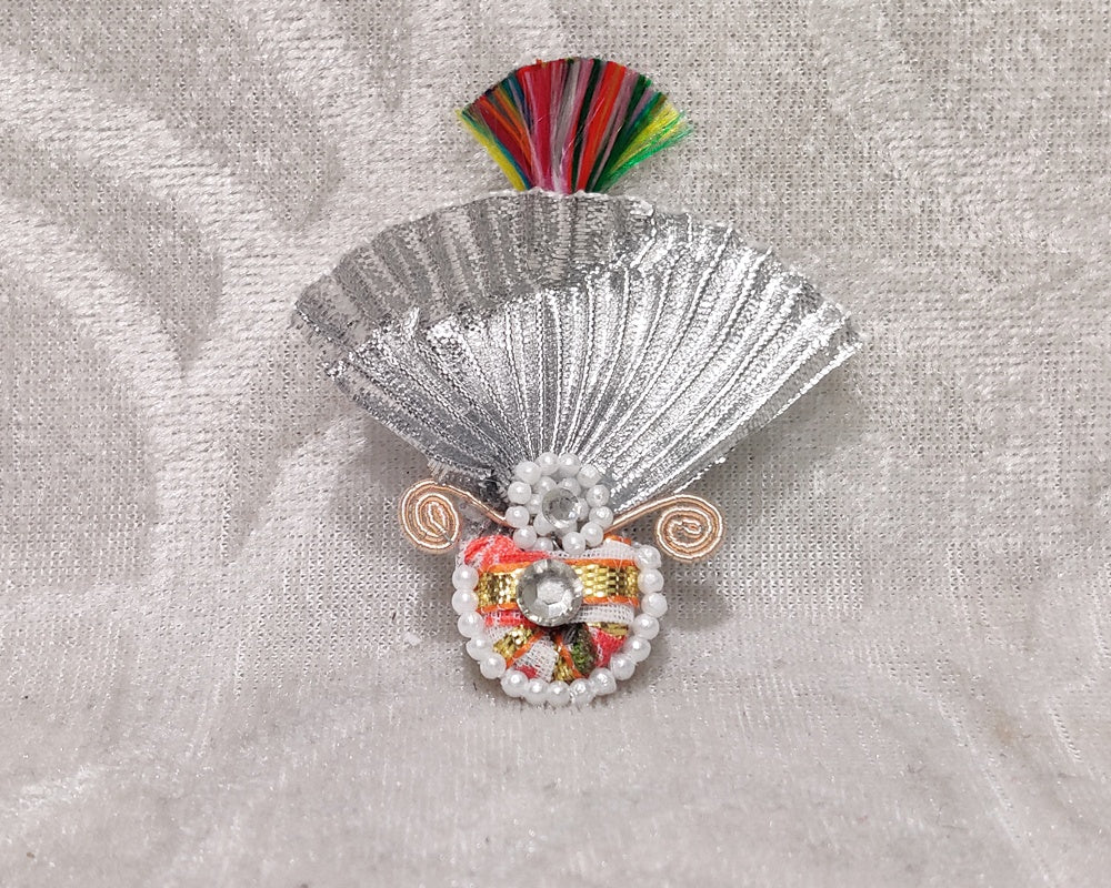 Heavy Silver Satin Moti Chandrika