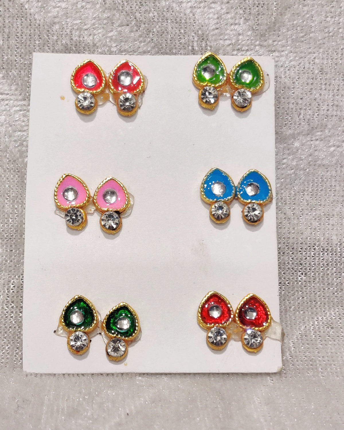 Coloured Meenakari Kundal, Set of 6