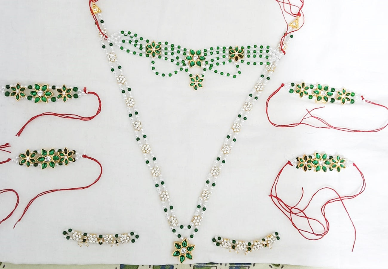 Customized Green Moti Mala Set