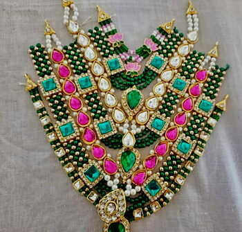 Heavy Diamond Moti Gadijimala Set