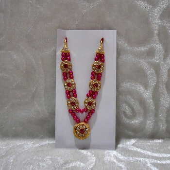 Heavy Pendant Gadi Malaji  - Dark Pink