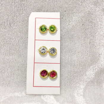 Big Size Coloured Diamond Kundal, Set of 3