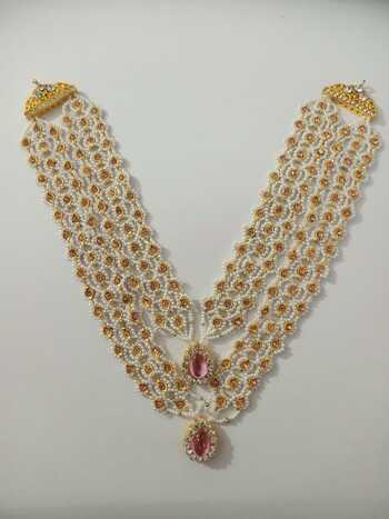 Heavy White Moti Diamond Gadijimala