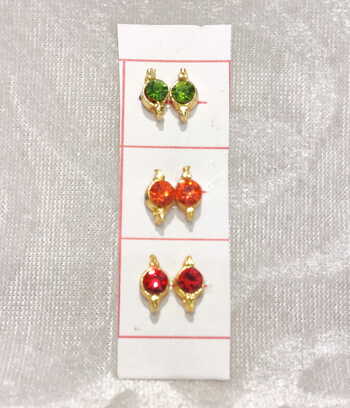 Coloured Diamond Kundal, Set of 3