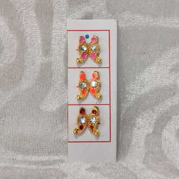 Meenakari Diamond Kundal, Set of 3