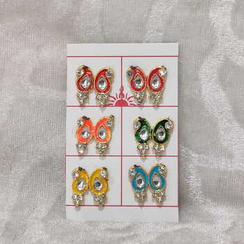 Meenakari Diamond Kundal, Set of 6