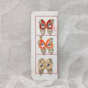 Meenakari Diamond Kundal, Set of 3