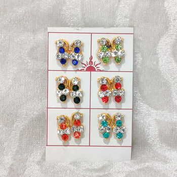 Coloured Diamond Kundal, Set of 6