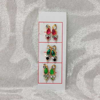 Coloured Diamond Kundal, Set of 3