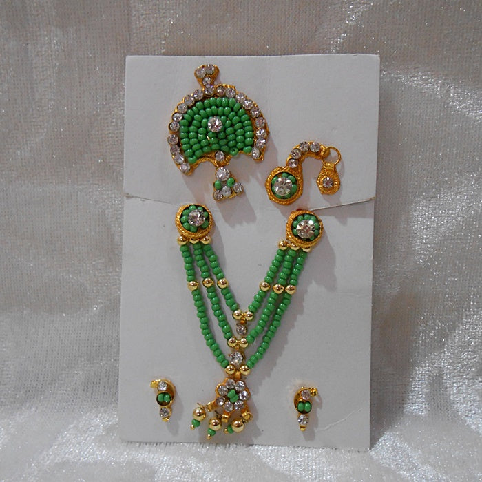 Coloured Moti & Diamond Mala Full Set