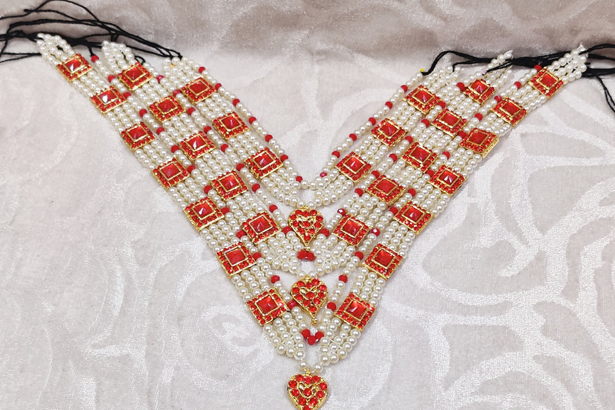 Heavy Moti Daimond Gadiji Mala Set