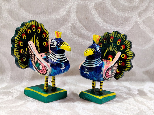 Wooden Peacock Pair 3"