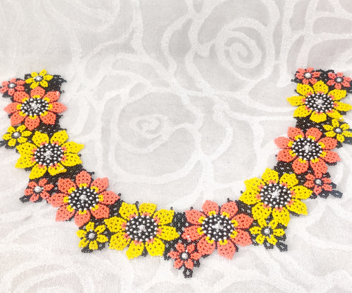 Barik Rai Moti Rai Flower Shape Barik Moti Gadijji Mala (Black & Orange) – Shrijimall