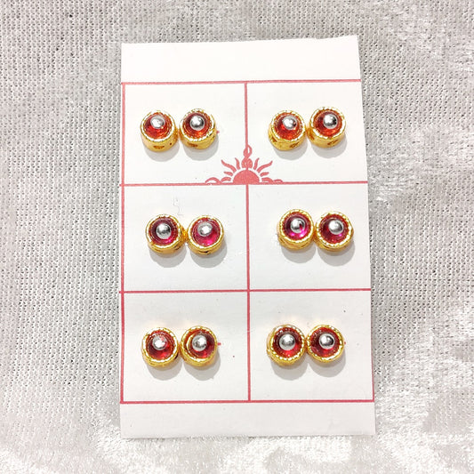 Coloured Diamond Kundal, Set of 6