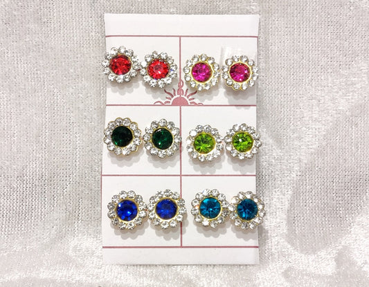 Coloured Diamond Kundal, Set of 6