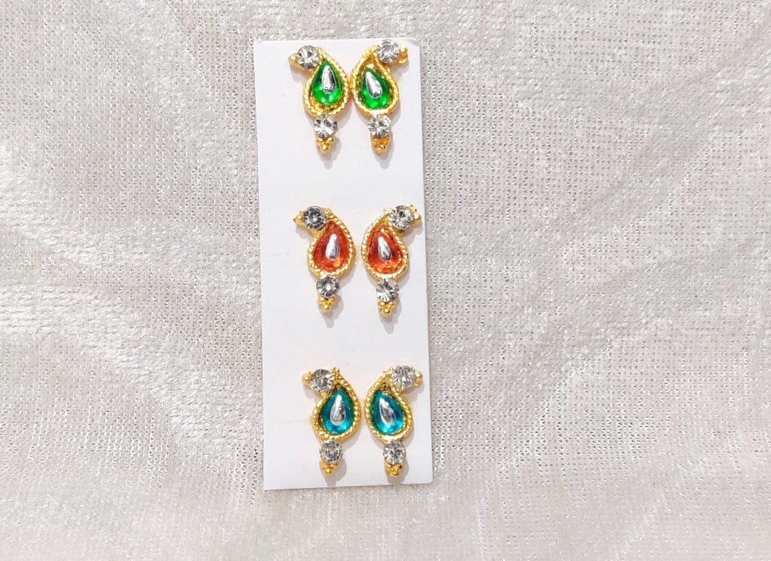 Coloured Diamond Kundal, Set of 3