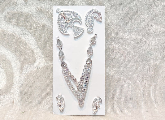 American Diamond Complete Silver Malaji Set