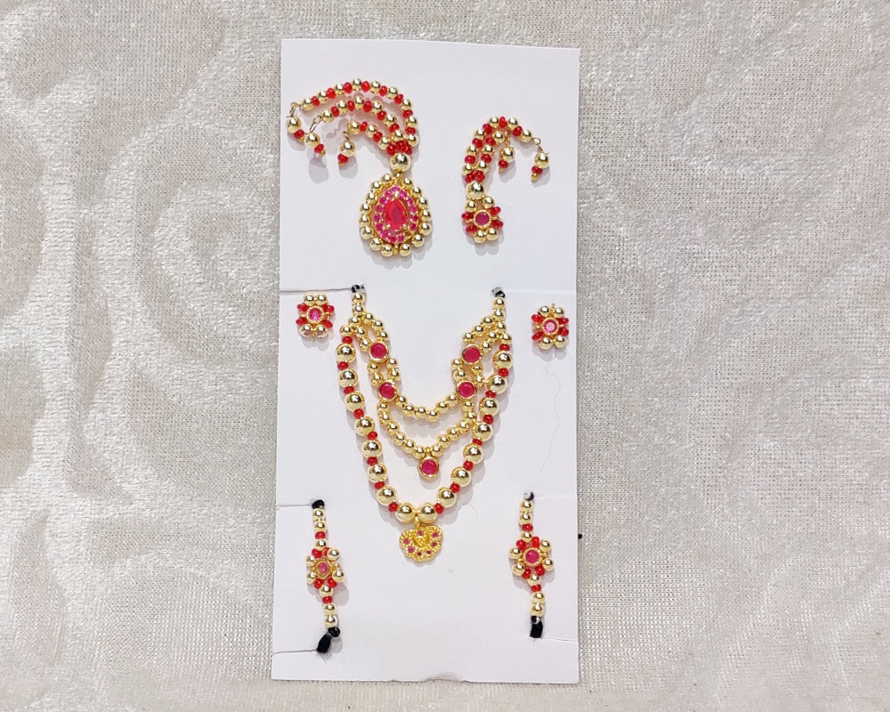 Semi-Precious Complete Golden AD Malaji Set