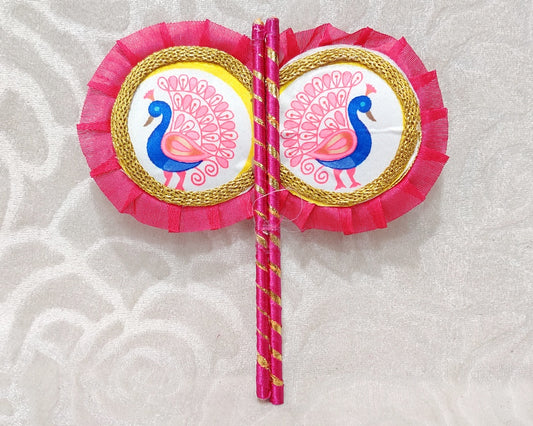 Designer Peacock Print Pankha