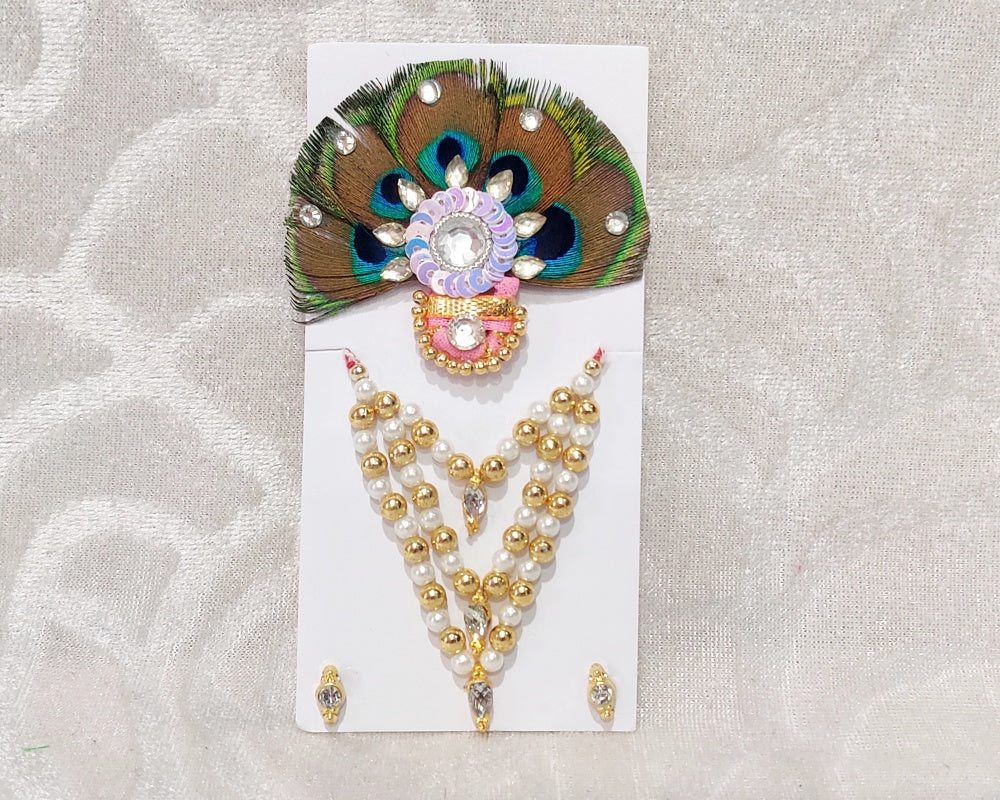 White & Golden Moti Mala Set