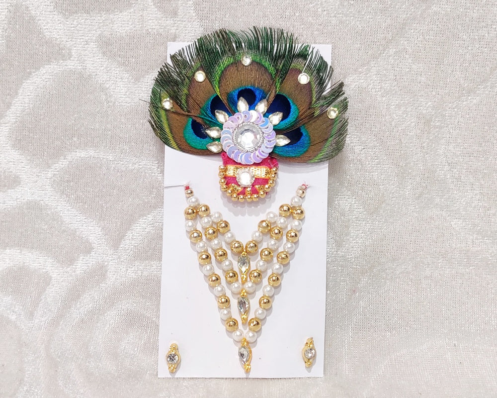 White & Golden Moti Mala Set
