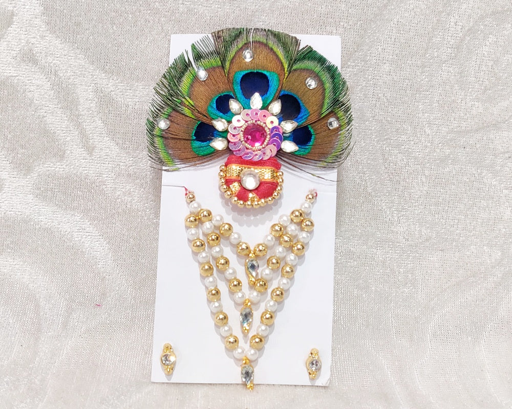 White & Golden Moti Mala Set