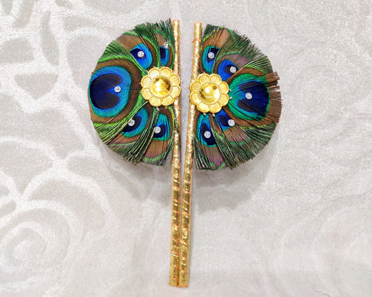Designer Peacock Feather Pankha