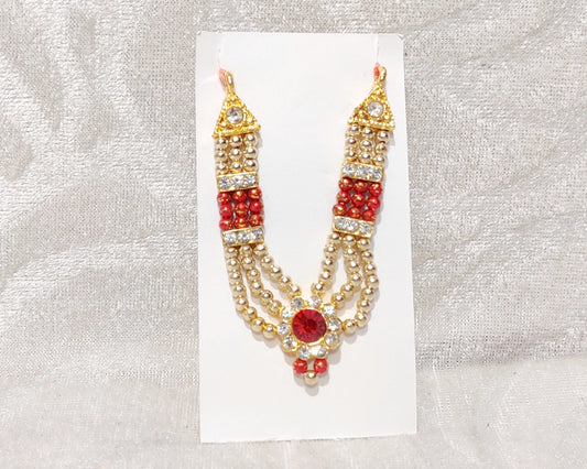 3 Sar Golden/Coloured Moti Mala, Maroon