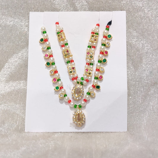 Coloured American Diamond Moti Malaji , Set of 2