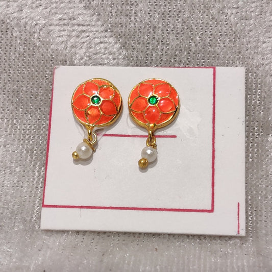 Meenakari Flower Kundal